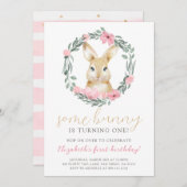 かわいいバニーガール誕生日パーティーの招待状 招待状 (正面/裏面)