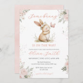 かわいいバニーガール赤ちゃんシャワー 招待状 (正面/裏面)
