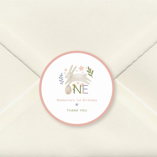 かわいいバニーガール1st誕生日ありがとう ラウンドシール
