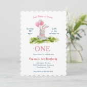 かわいいバニーガール1st誕生日カード 案内状 (スタンド正面)