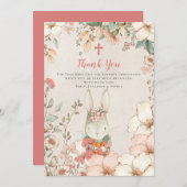 かわいいバニーガール《キリスト教》洗礼式や命名式バプテスマ サンキューカード (正面/裏面)