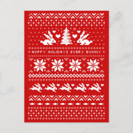 かわいいバニークリスマスパターンホッピーの休日 シーズンポストカード