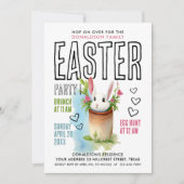かわいいバニーグリーンピンクイースターエッグ狩り水色 招待状 (正面)