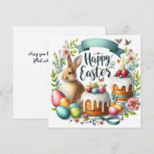 かわいいバニーケーキエッグイラストレーションイースター シーズンカード (正面/裏面)