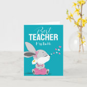 かわいいバニーサンキューカード先生 カード (黄色い花)