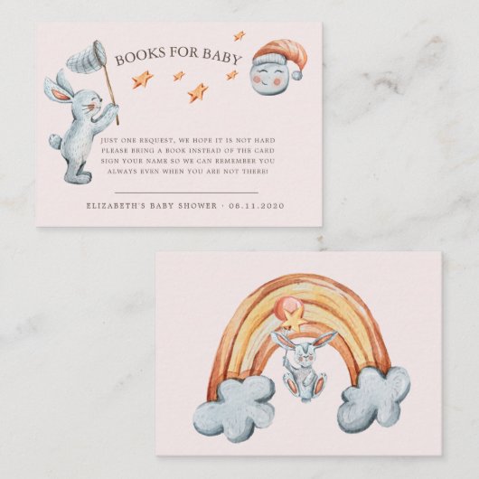 かわいいバニースターレインボーオムツラッフル エンクロージャーカード (正面/裏面)