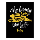 かわいいバニースポーツ走モチベーション白黒Typo ポスター (正面)