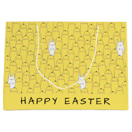 かわいいバニーチクイエローイースター ラージペーパーバッグ