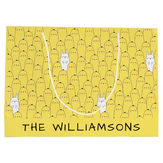 かわいいバニーチクイエローイースター ラージペーパーバッグ (裏面)