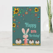 かわいいバニーデイジーカスタマイズ可能な年齢誕生日カード カード (正面)