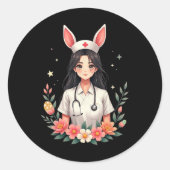 かわいいバニーナースアニメガールイースターメディカルアシスタント ラウンドシール (正面)