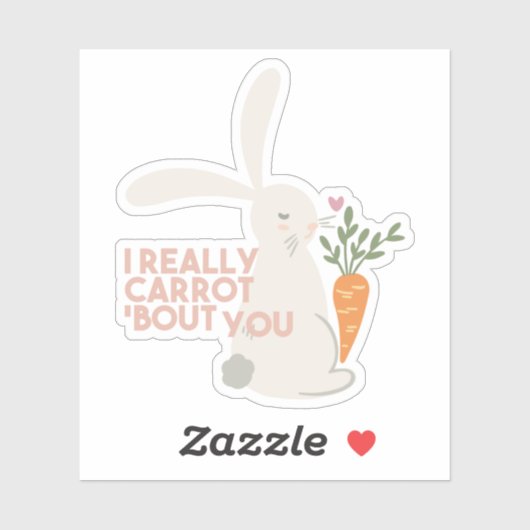 かわいいバニーニンジンのプリン – 私は本当にニンジンあなたについて シール (シート)