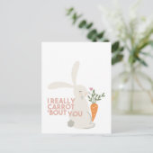 かわいいバニーニンジンのプリン – 私は本当にニンジンあなたについて ポストカード (スタンド正面)