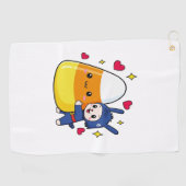 かわいいバニーハギングキャンディーコーン ゴルフタオル (横)