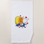 かわいいバニーハギングキャンディーコーン ビーチタオル (正面)