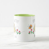 かわいいバニーハッピーイースターピンクの花 マグカップ (中央)