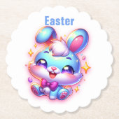 かわいいバニーハッピーイースター | ペーパーコースター (正面)