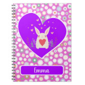 かわいいバニーハートと花 ノートブック (正面)