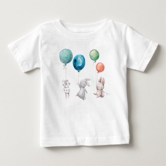 かわいいバニーバニーカスタムバルーンベビーTシャツ ベビーTシャツ (正面)