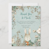 かわいいバニーパウダーブルー最初の誕生日ありがとう サンキューカード (正面)