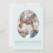 かわいいバニーパステルターコイズ卵形フォトイースター シーズンカード (正面)