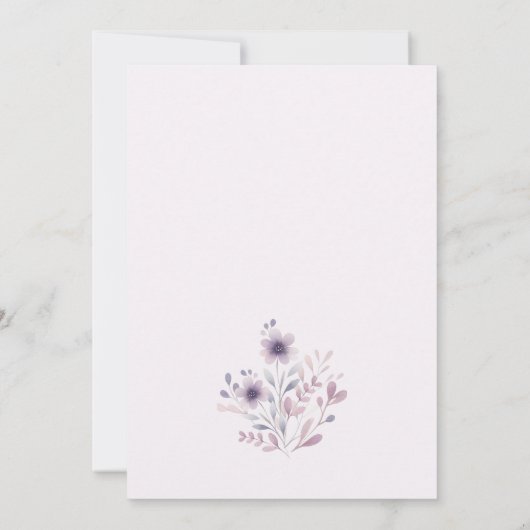 かわいいバニーパープルピンクフローラガールベビーシャワー 招待状 (裏面)