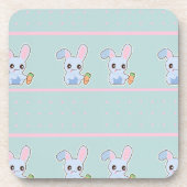 かわいいバニーピンクのミントアクセサリーパーソナライズされた コースター (正面)