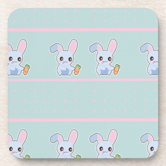 かわいいバニーピンクのミントアクセサリーパーソナライズされた コースター (正面)