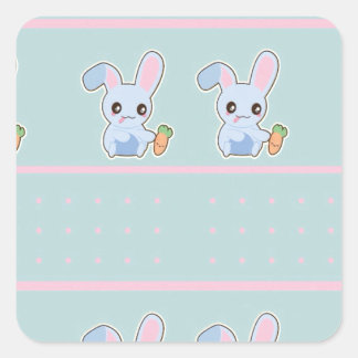かわいいバニーピンクのミントアクセサリーパーソナライズされた スクエアシール