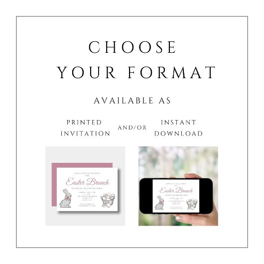 かわいいバニーピンクイースターブランチ卵狩り 招待状