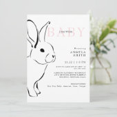 かわいいバニーピンクギンガムベビーガールシャワーII 招待状 (スタンド正面)