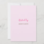 かわいいバニーピンクストライプの赤ちゃんシャワーガール 招待状 (裏面)