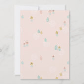 かわいいバニーピンクフローラキッドガールズ初誕生日 招待状 (裏面)