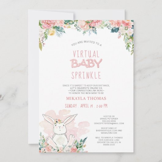 かわいいバニーピンクフローラフェアリーライトベビー散水 (正面)