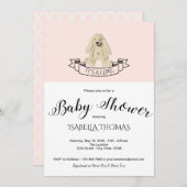 かわいいバニーピンクベビーシャワー招待状 招待状 (正面/裏面)