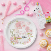 かわいいバニーピンク白いフローラフレーム赤ちゃんシャワー ペーパープレート (パーティー)