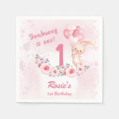 かわいいバニーピンク1stバースデーガールフローラ春 スタンダードカクテルナプキン (正面)