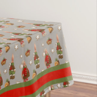 かわいいバニーファミリークリスマステーブルクロス テーブルクロス