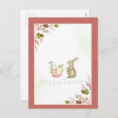 かわいいバニーフラワーイースターエッグ シーズンポストカード (正面/裏面)