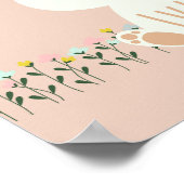 かわいいバニーフラワーズピンクキッズ子供部屋ウォールアート ポスター (角)