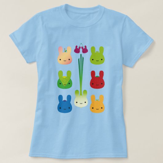 かわいいバニーフルーツ&野菜 Tシャツ (デザイン正面)