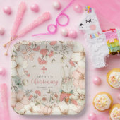 かわいいバニーフローラの葉ガール《キリスト教》洗礼式や命名式 ペーパープレート (パーティー)