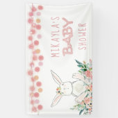 かわいいバニーフローラバラ金ゴールドグリッターベビーシャワー 横断幕 (縦)