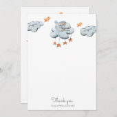 かわいいバニーブルーベビーシャワーサンキューカード サンキューカード (正面/裏面)