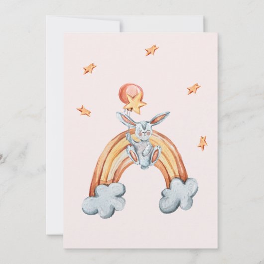 かわいいバニーブルーベビーシャワーサンキューカード サンキューカード (裏面)