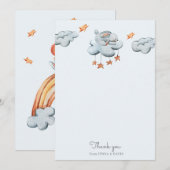 かわいいバニーブルーベビーシャワーサンキューカード サンキューカード (正面/裏面)