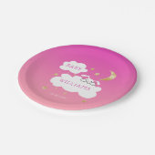 かわいいバニーベビーシャワーピンク金ゴールド ペーパープレート (アングル)