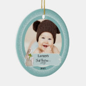 かわいいバニーベビー写真初めてのクリスマス セラミックオーナメント (右)