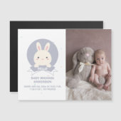 かわいいバニーベビー写真誕生のお知らせ マグネット招待状 (正面/裏面)