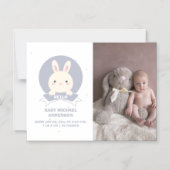 かわいいバニーベビー写真誕生のお知らせ マグネット招待状 (正面)